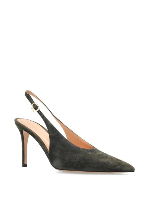 Gianvito Rossi Robbie suede slingback pumps - Green - zdjęcie produktu nr 2