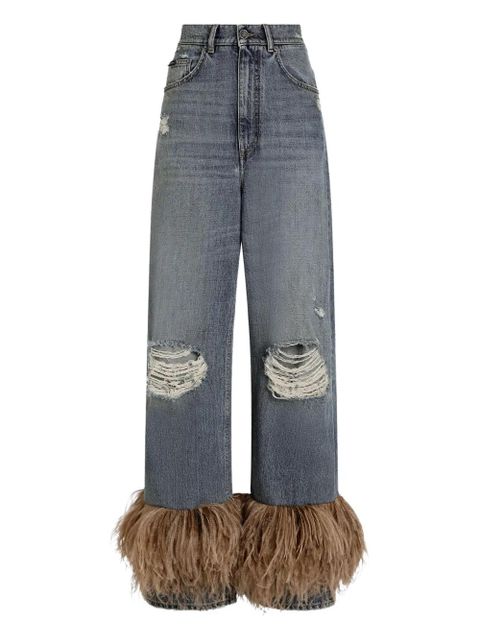 Dolce & Gabbana distressed feather jeans - Blue - zdjęcie produktu nr 1