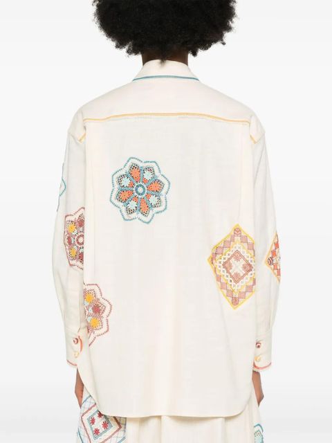 ZIMMERMANN Ottie crochet-trim shirt - Neutrals