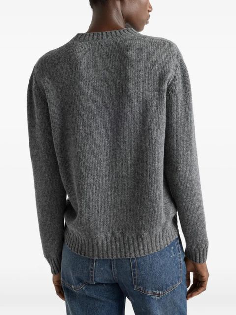 Prada intarsia-logo crew-neck sweater - Grey - zdjęcie produktu nr 2