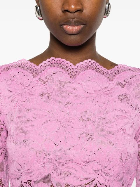 Rabanne lace boat-neck top - Pink
