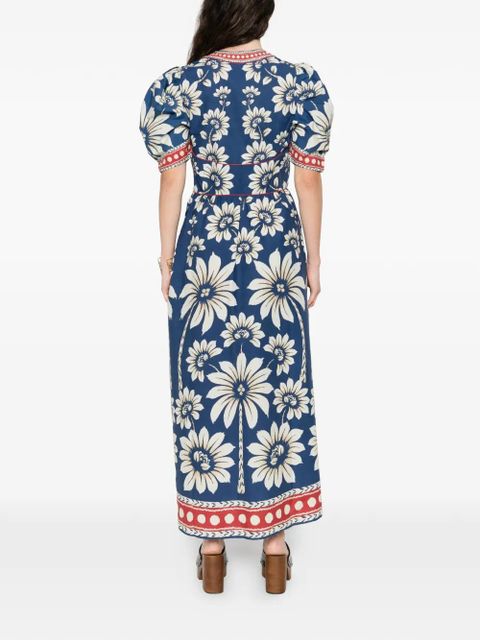 FARM Rio floral-print V-neck maxi dress - Blue