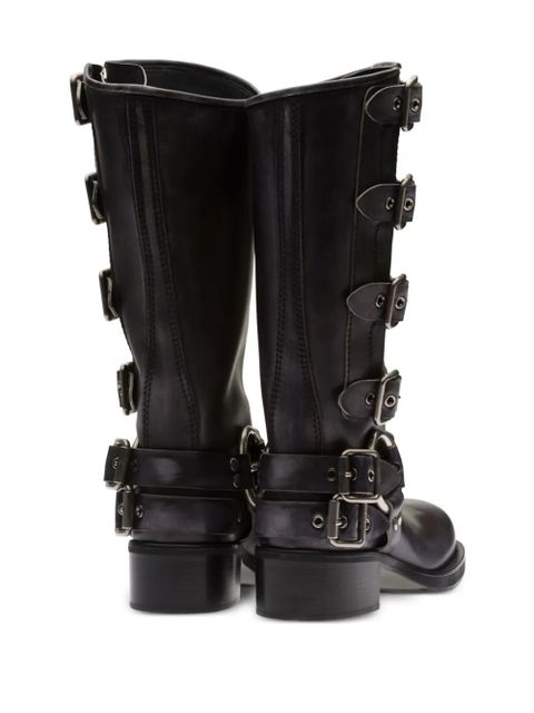 Miu Miu buckle-detail leather boots - Black