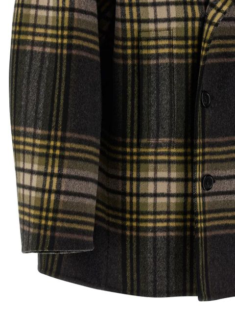 Saint Laurent double-breasted tartan-check coat - Black