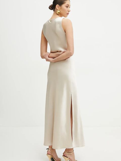 Silvian Heach sukienka CORNAVA kolor beżowy maxi dopasowana GPP25361VE