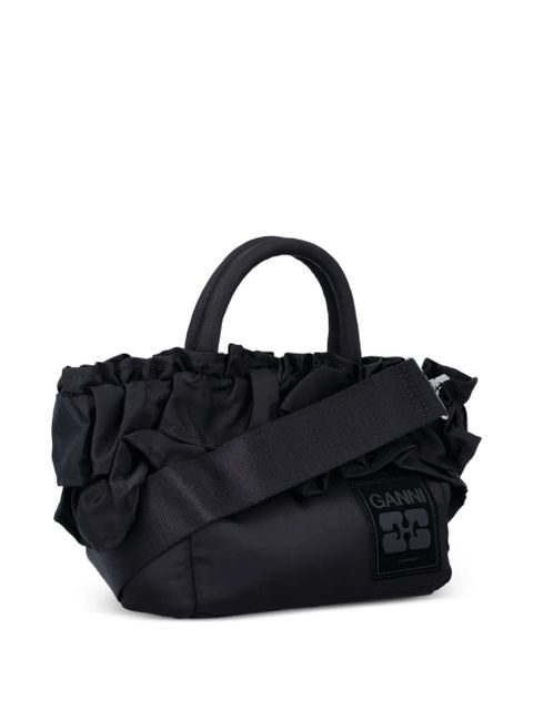GANNI ruffled tote bag - Black