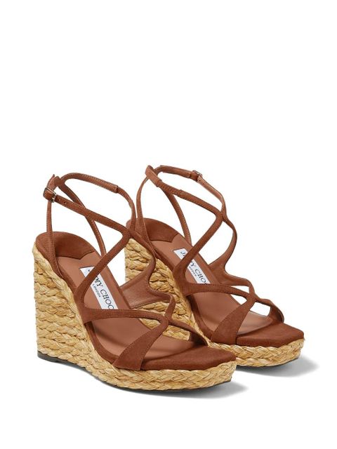 Jimmy Choo 110mm Ayla raffia wedged sandals - Brown - zdjęcie produktu nr 2