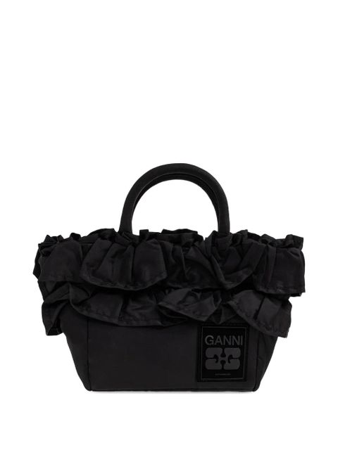 GANNI ruffle-detail tote bag - Black - zdjęcie produktu nr 1