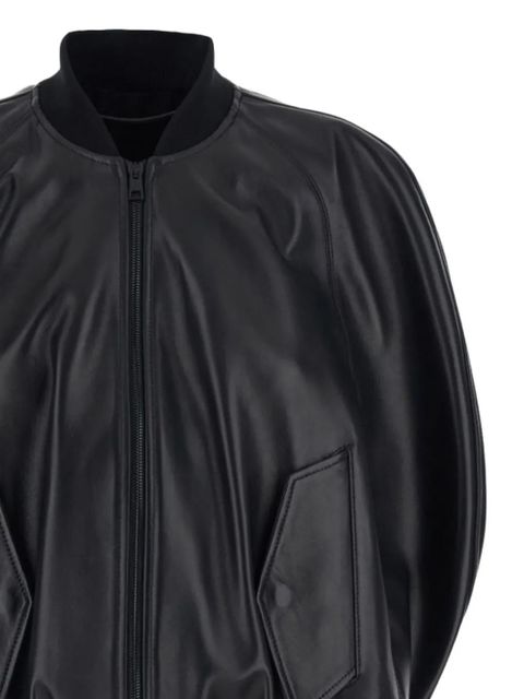 Balenciaga leather bomber jacket - Black