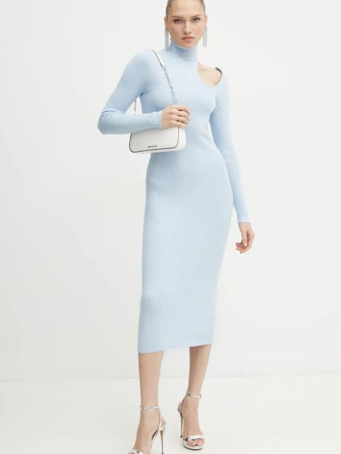 Bardot sukienka OLESA kolor niebieski midi dopasowana 59580DB