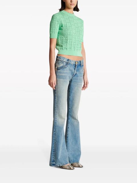 Balmain monogram-jacquard top - Green