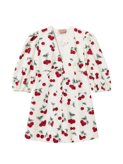 TWINSET V-neck cherry-print mini dress - White - zdjęcie produktu nr 1