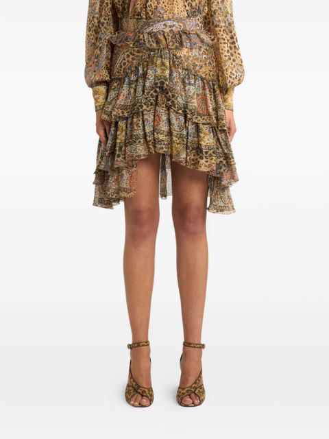 ETRO ruffled paisley-print skirt - Neutrals