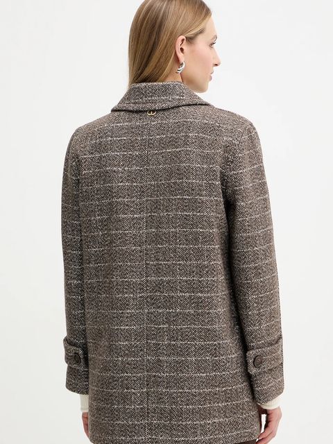 Twinset płaszcz kolor brązowy 252TT2031