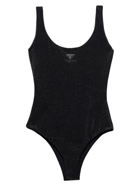 Prada triangle-logo rhinestone-embellished swimsuit - Black - zdjęcie produktu nr 1