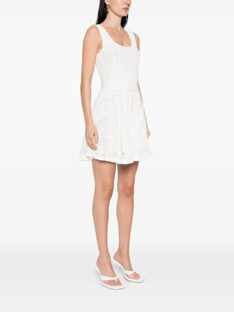 Simkhai pleated lace mini dress - White