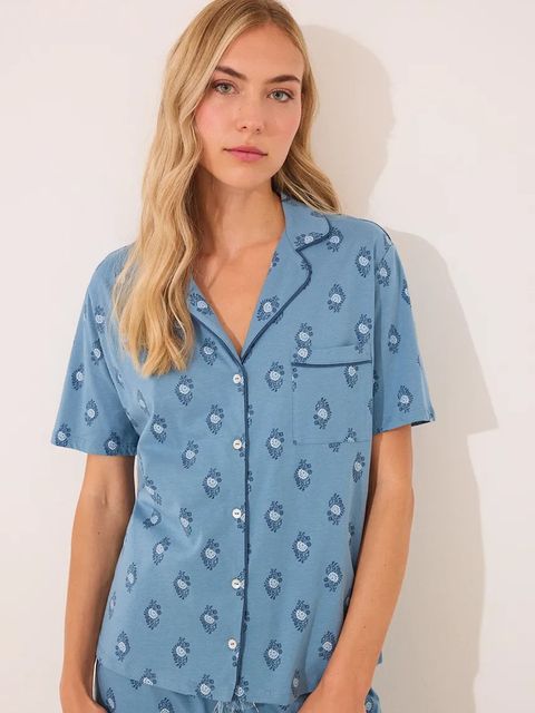 women'secret piżama damska kolor niebieski bawełniana 3592389