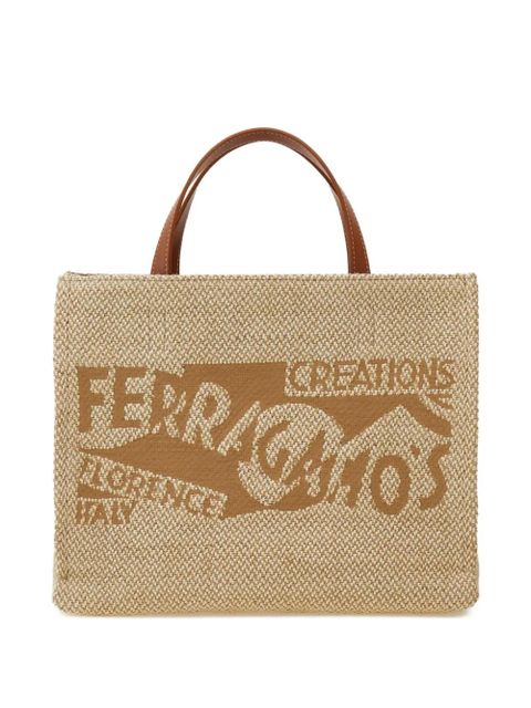 Ferragamo medium logo-embroidered tote bag - Neutrals - zdjęcie produktu nr 1
