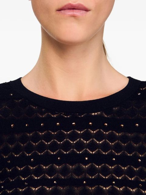 SANDRO rhinestone-embellishments maxi dress - Black