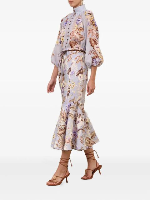 ZIMMERMANN floral-print flared midi skirt - Purple