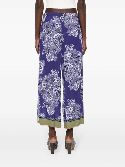 ETRO floral-print wide-leg trousers - Blue
