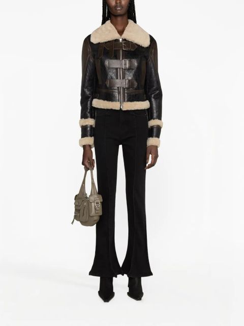 Blumarine Giacca shearling-trim leather jacket - Black - zdjęcie produktu nr 2