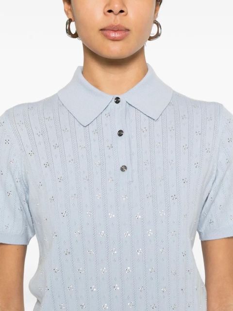 Maje embellished-detail polo top - Blue