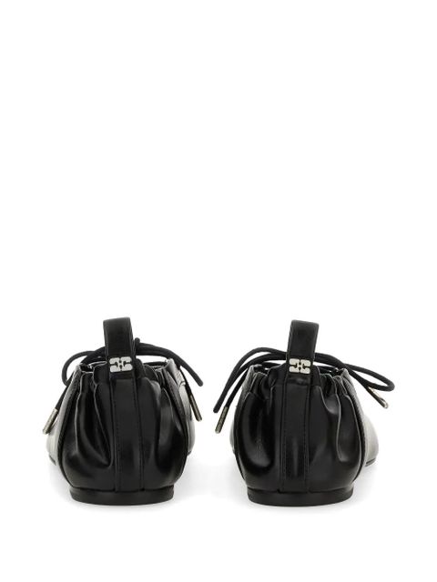 GANNI eyelet-embellished lace-up ballet flats - Black