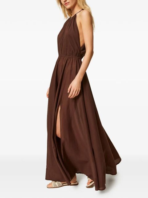 TWINSET halter slit maxi dress - Brown