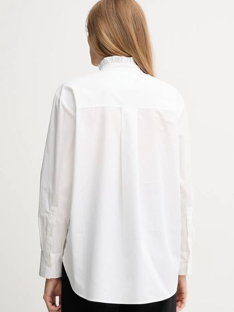 Tommy Hilfiger koszula bawełniana damska kolor beżowy relaxed ze stójką WW0WW46848