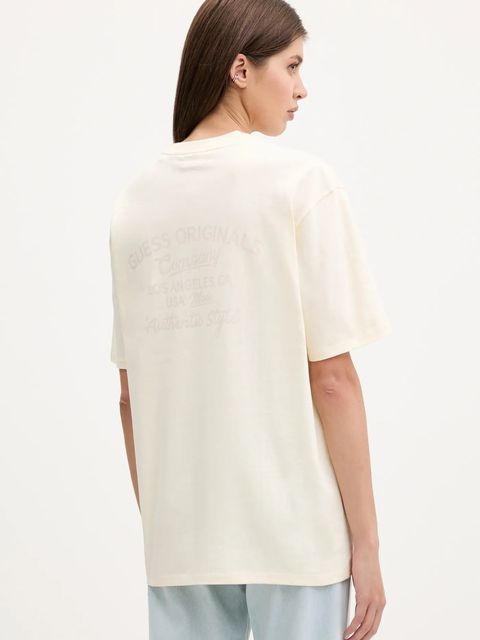 Guess Originals t-shirt bawełniany damski kolor beżowy M5YI54 K8FQ4