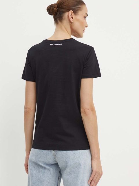 Karl Lagerfeld t-shirt bawełniany damski kolor czarny 245W1714 - zdjęcie produktu nr 2