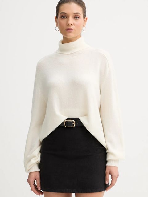 United Colors of Benetton sweter damski kolor beżowy lekki z golfem 11CZD204F - zdjęcie produktu nr 1