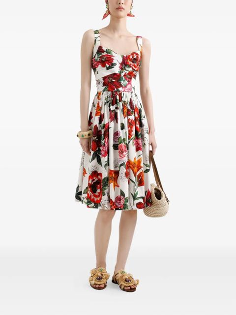Dolce & Gabbana floral-print midi dress - White