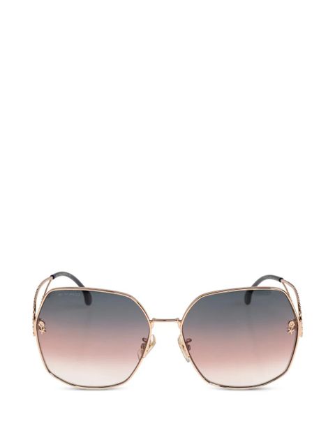 ETRO floral-detail geometric-frame sunglasses - Gold