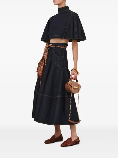 ZIMMERMANN high-neck flared denim coat - Blue - zdjęcie produktu nr 2