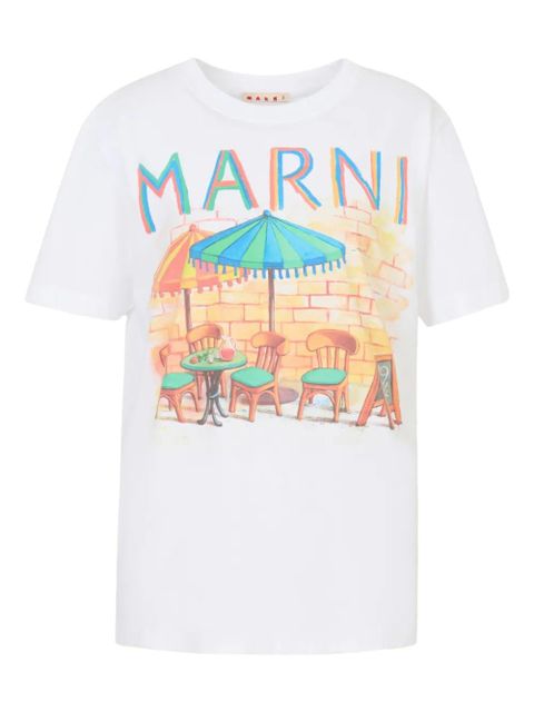 Marni postcard-print short-sleeve T-shirt - White - zdjęcie produktu nr 1