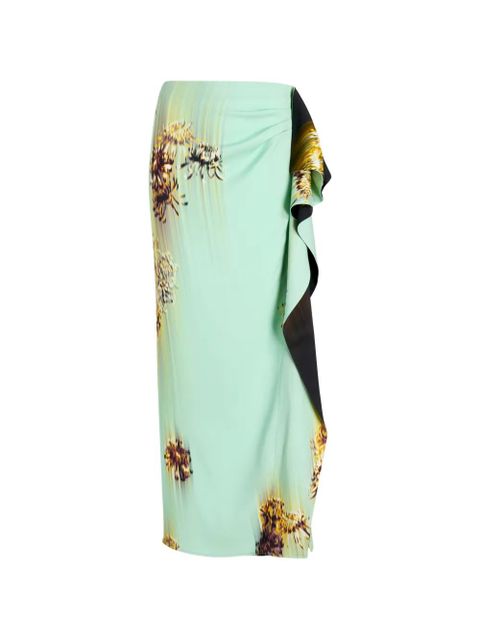 Proenza Schouler Cella ruffled printed maxi skirt - Green - zdjęcie produktu nr 1
