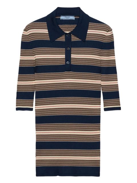 Prada striped-pattern polo shirt - Blue - zdjęcie produktu nr 1