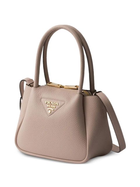 Prada mini leather tote bag - Neutrals
