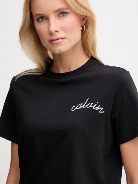 Calvin Klein Jeans t-shirt bawełniany damski kolor czarny LV047D882G