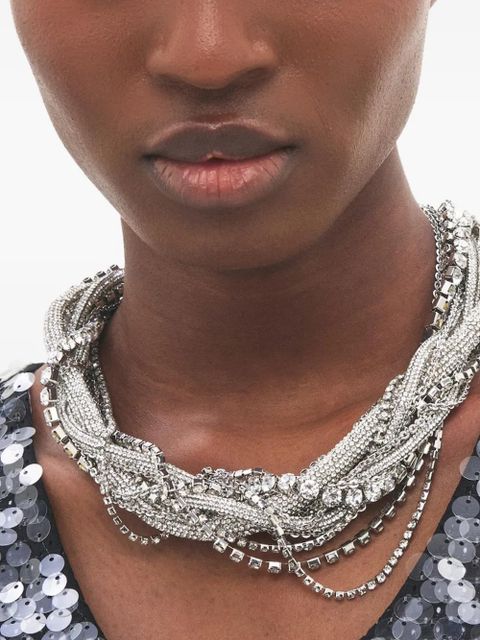 AREA Messy Chain crystal-embellished necklace - Silver