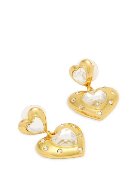 Self-Portrait heart embellished earrings - Gold