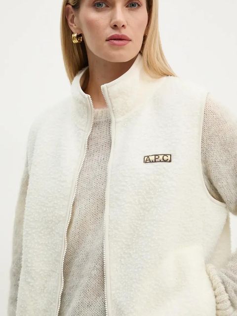 A.P.C. kamizelka blouson sequoia kolor beżowy z aplikacją PSAKA.M02983