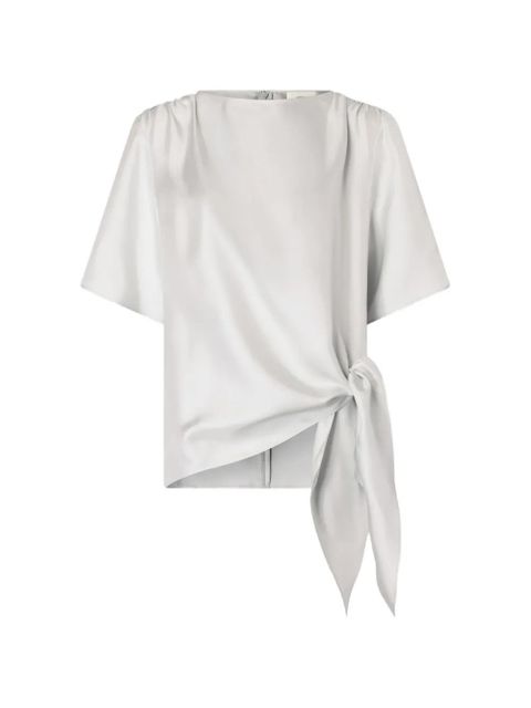 LouLou de Saison Mano gathered knot silk top - Neutrals - zdjęcie produktu nr 1