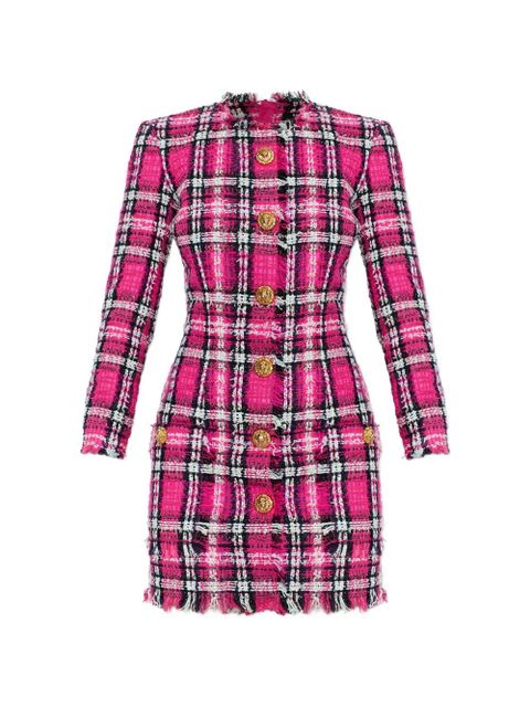 Balmain frayed button plaid dress - Pink - zdjęcie produktu nr 1