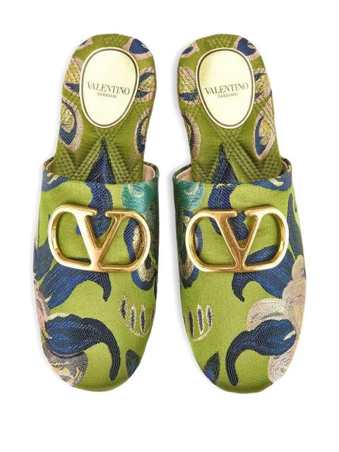 Valentino Garavani VLogo floral mules - Green - zdjęcie produktu nr 2