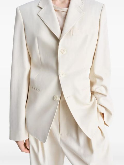 LEMAIRE gabardine-weave single-breasted blazer - White