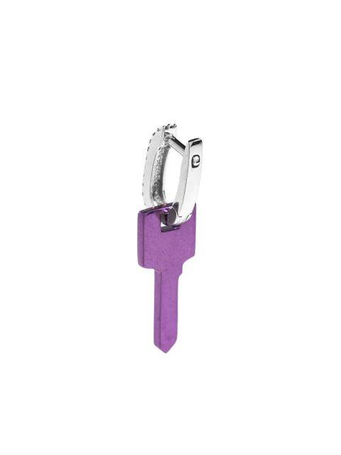 EÉRA 18K white gold small Key diamond earring - Purple