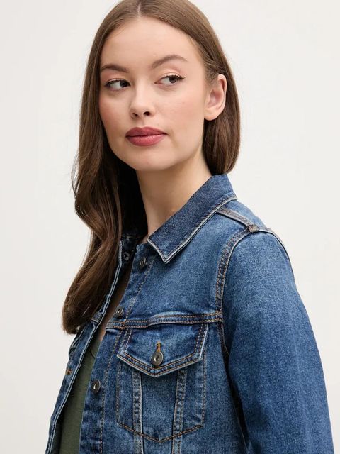 United Colors of Benetton kurtka jeansowa damska kolor niebieski przejściowa